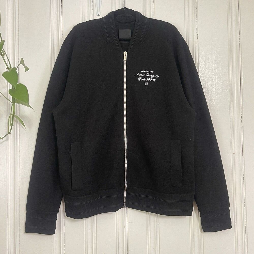 Givenchy Men Black Address Logo Wool Varsity Jacket BM00WP4YAD Size XXL